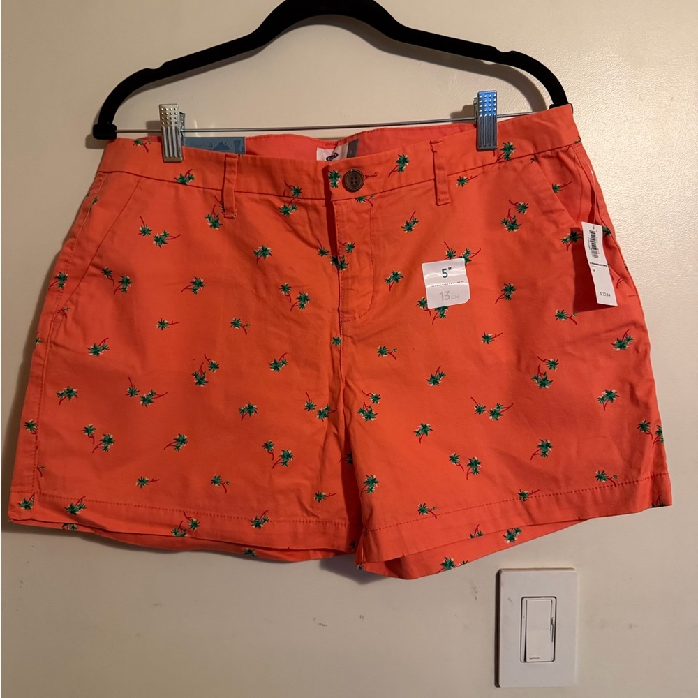Old Navy Coral Palm-Print Cotton Bermuda Shorts